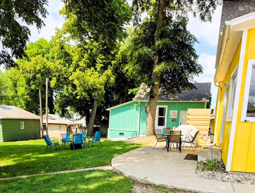 yard-yellow house